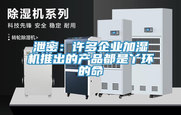 泄密：许多企业加湿机推出的产品都是丫环的命