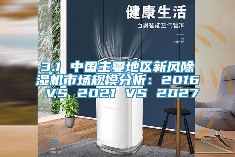 3.1 中国主要地区新风除湿机市场规模分析：2016 VS 2021 VS 2027