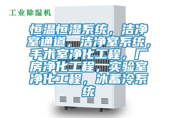 恒温恒湿系统，洁净室通道，洁净室系统，手术室净化工程，厂房净化工程，实验室净化工程，冰蓄冷系统