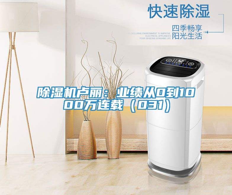 除湿机卢丽：业绩从0到1000万连载（031）